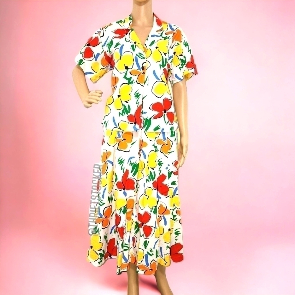 Vintage 80s floral skirt set